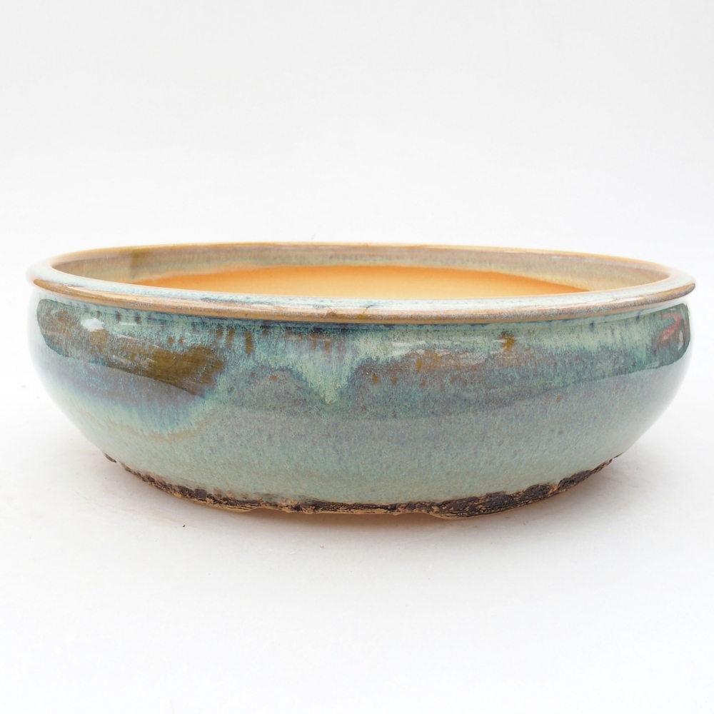 Keramik-Bonsaischale 22,5 x 22,5 x 6,5 cm, Farbe grün