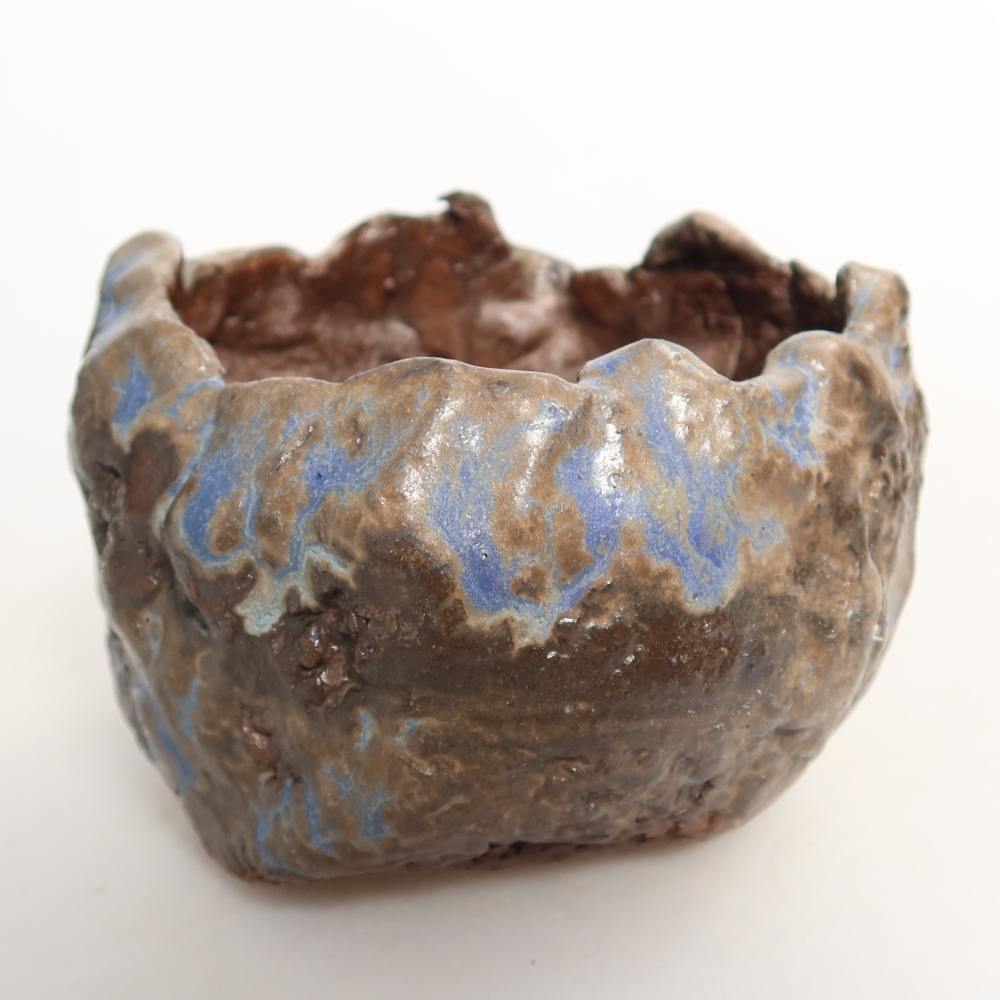 Keramikschale  7,5 x 7,5 x 5,5 cm, Farbe: blau-braun