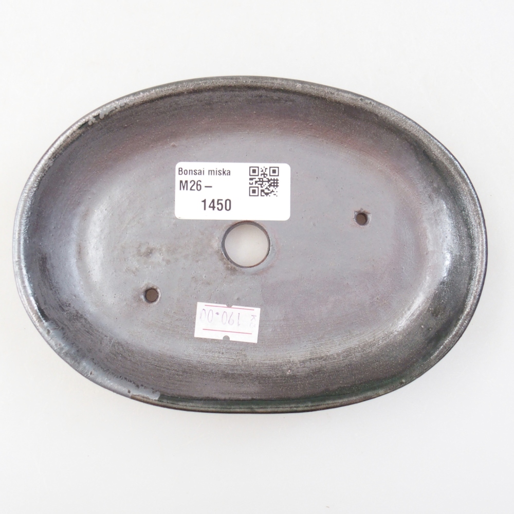 Bonsaischale aus Keramik 15,5 x 11 x 2,5 cm, metallisch grün