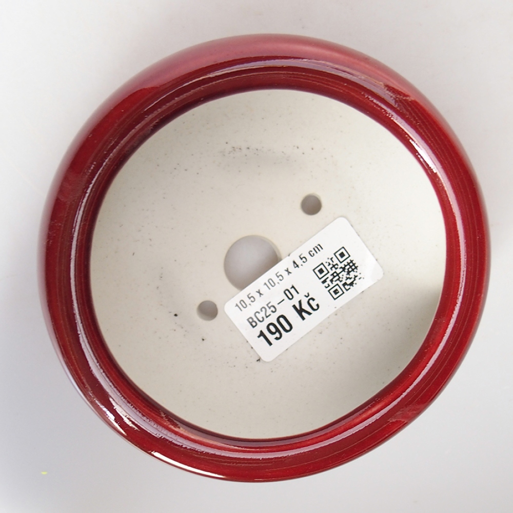 Keramik-Bonsaischale 10,5 x 10,5 x 4,5 cm, Farbe Rot