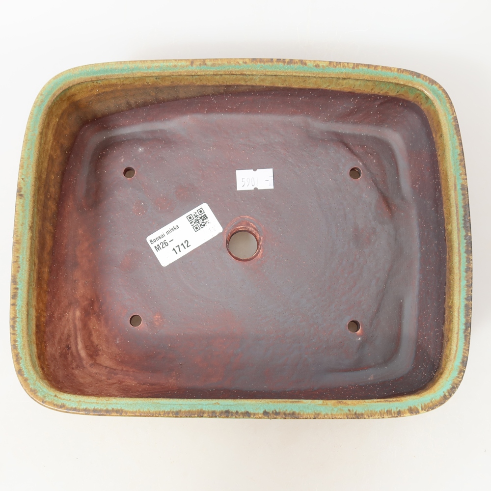 Keramik-Bonsai-Schale 22,5 x 18 x 6 cm, Farbe: grün
