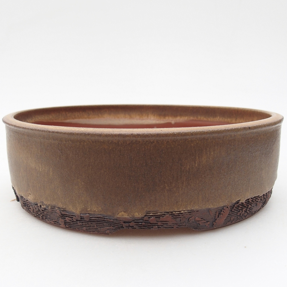 Keramik-Bonsaischale 20 x 20 x 6 cm, Farbe braun