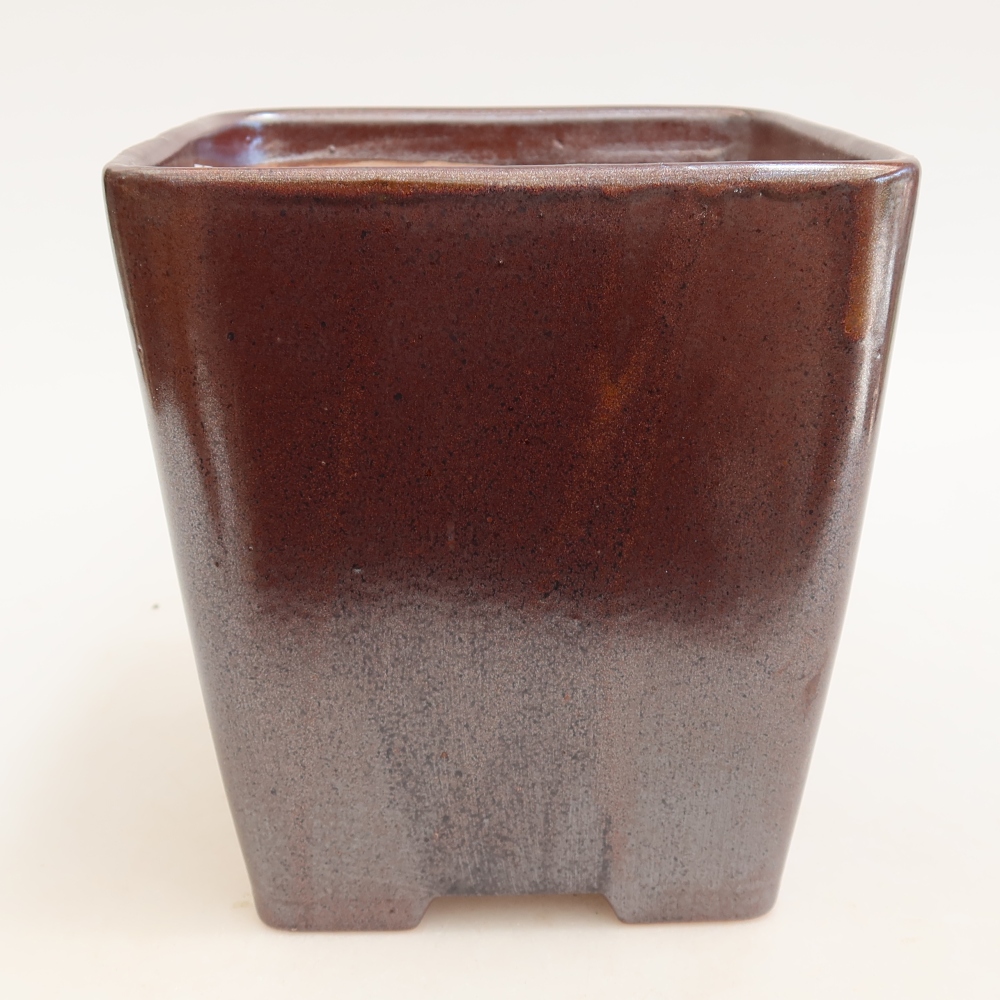Bonsaischale aus Keramik 13,5 x 13,5 x 15 cm, metallfarben