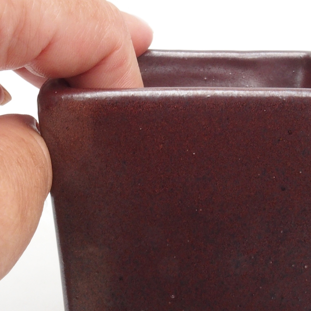 Keramik-Bonsaischale 7,5 x 7,5 x 9,5 cm, Farbe braun