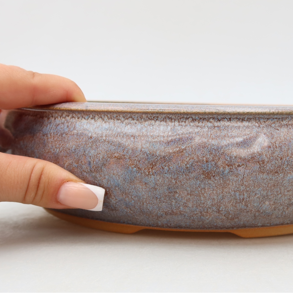 Keramik-Bonsai-Schale, 26,5 x 26,5 x 6,5 cm, Farbe: Blau
