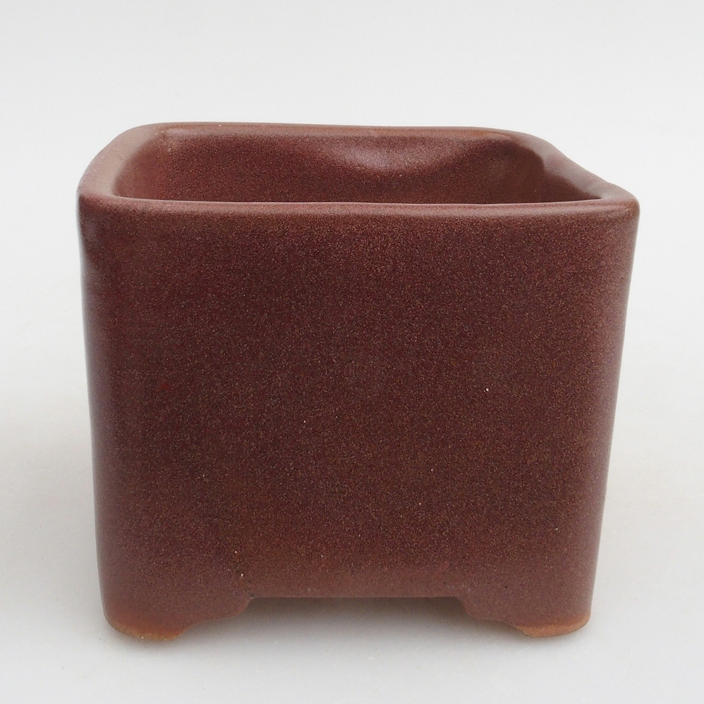 Keramik-Bonsaischale 10 x 10 x 8 cm, Farbe braun