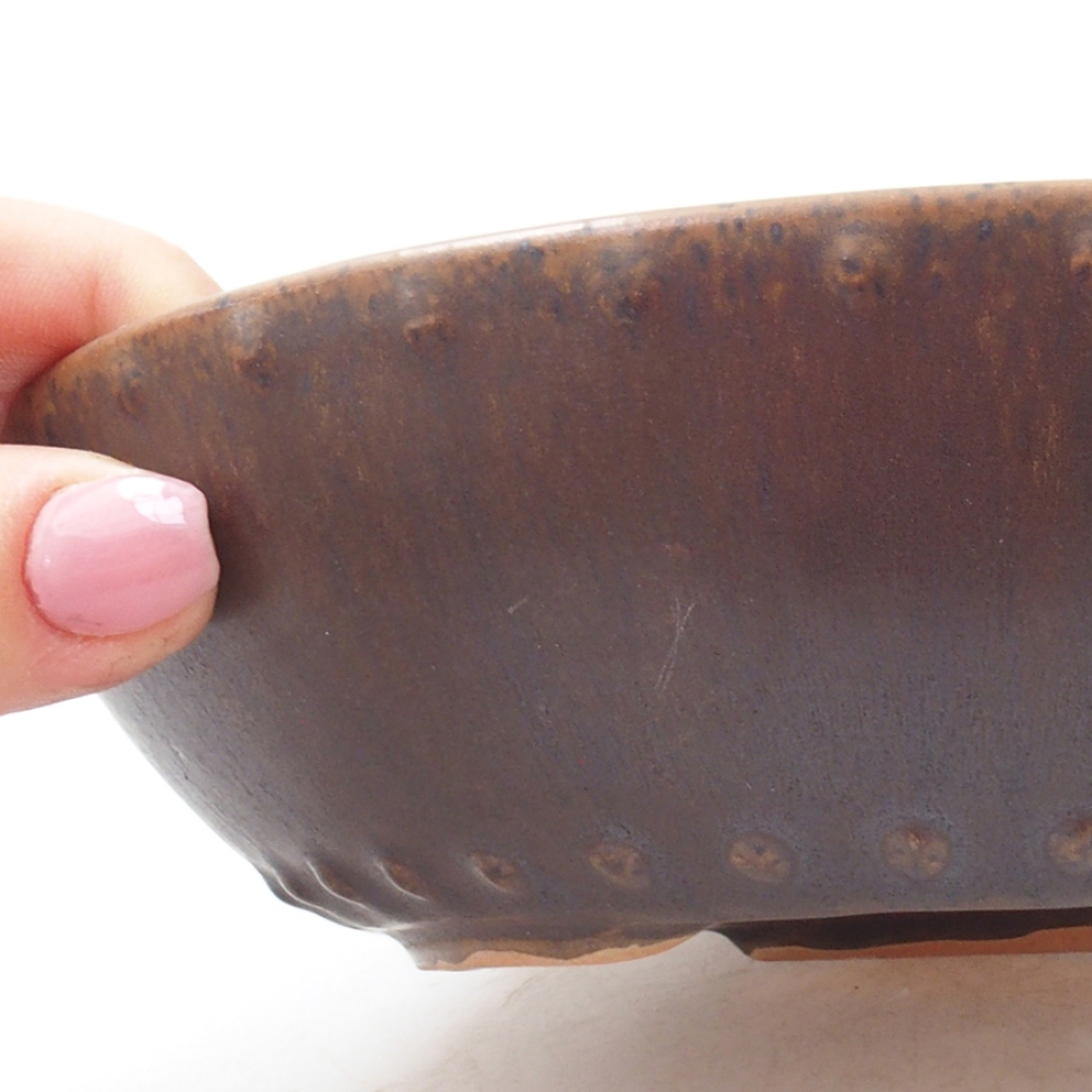 Keramik-Bonsaischale 17,5 x 17,5 x 5 cm, Farbe braun