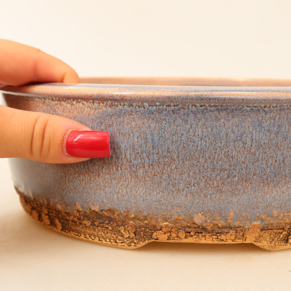 Keramik-Bonsai-Schale 24 x 24 x 7,5 cm, Farbe: Blau