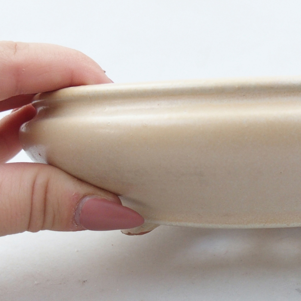 Bonsaischale aus Keramik 15 x 15 x 5 cm, Farbe beige