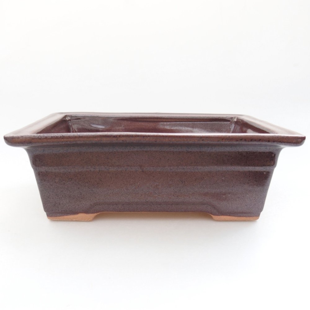 Keramik-Bonsaischale 18,5 x 13 x 6,5 cm, Farbe braun