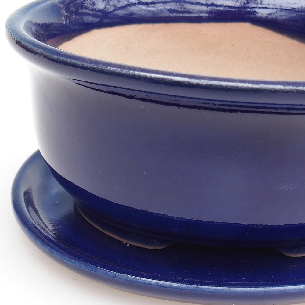 Bonsaischale + Untertasse H30 - 12 x 10,5 x 5,5 cm - blau