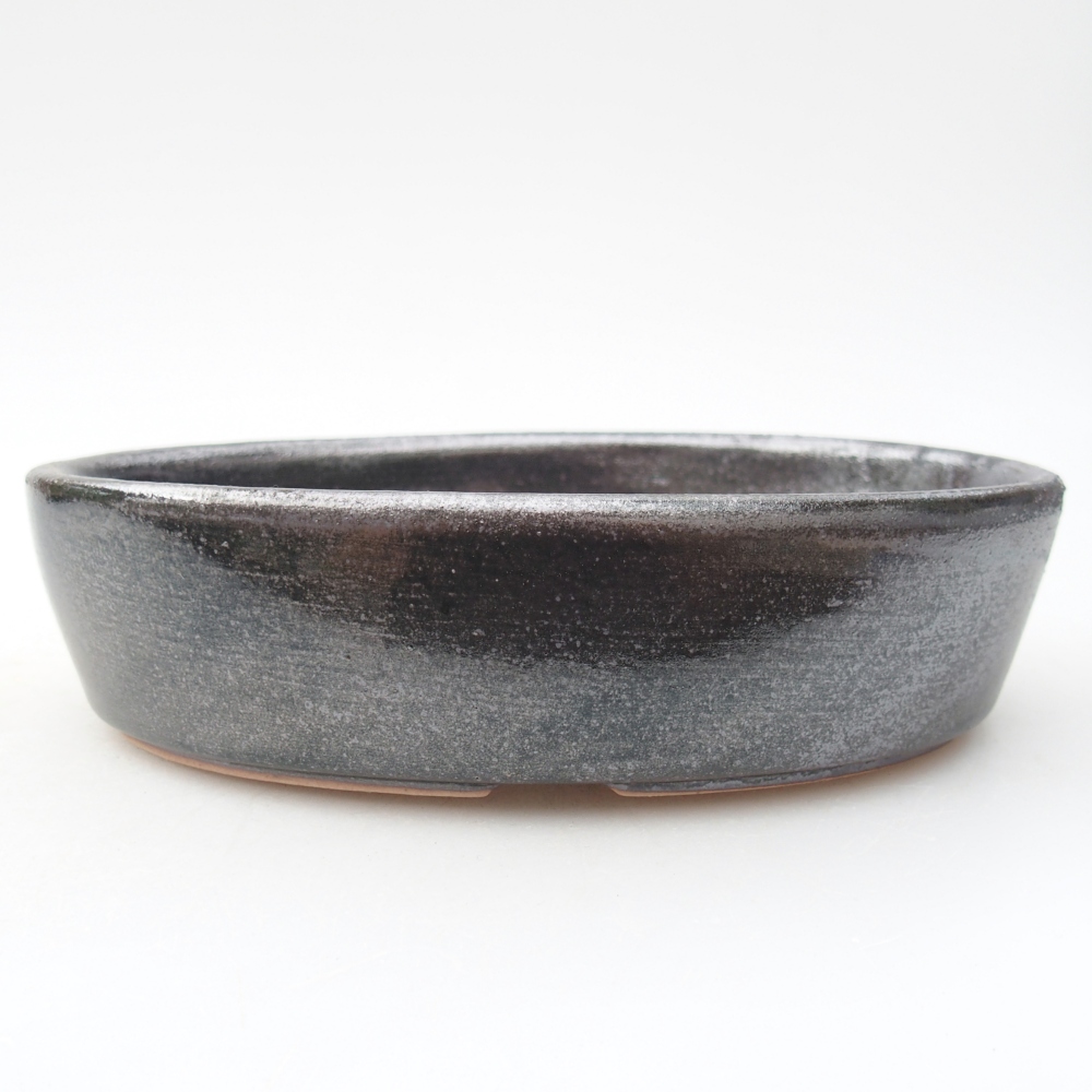 Bonsaischale aus Keramik 16,5 x 11,5 x 4,5 cm, metallfarben