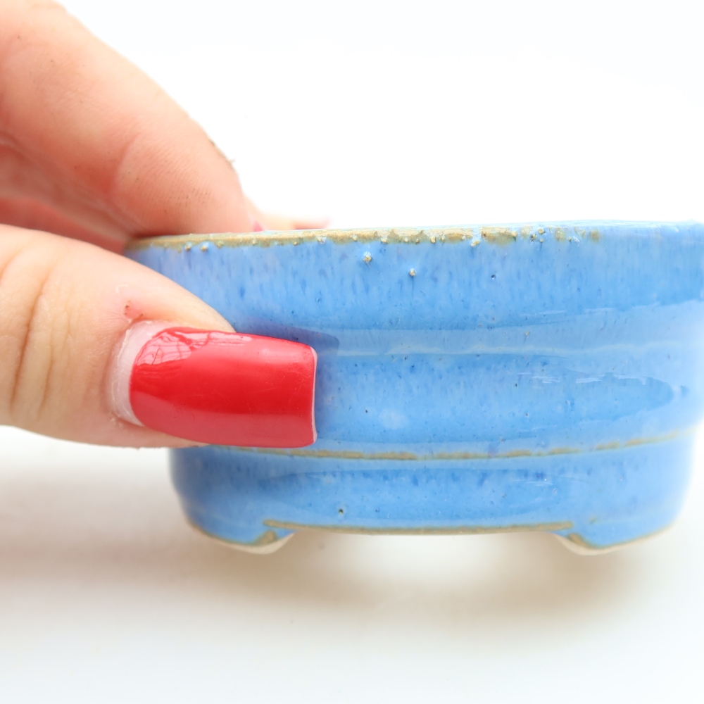 Keramik-Bonsai-Schale, 7,5 × 7,5 × 3,5 cm, Farbe: Blau