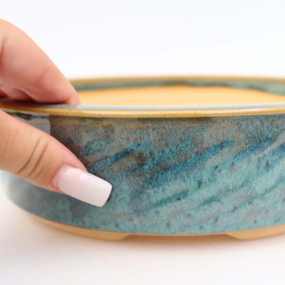 Keramik-Bonsai-Schale 23,5 x 23,5 x 6 cm, Farbe: Blau