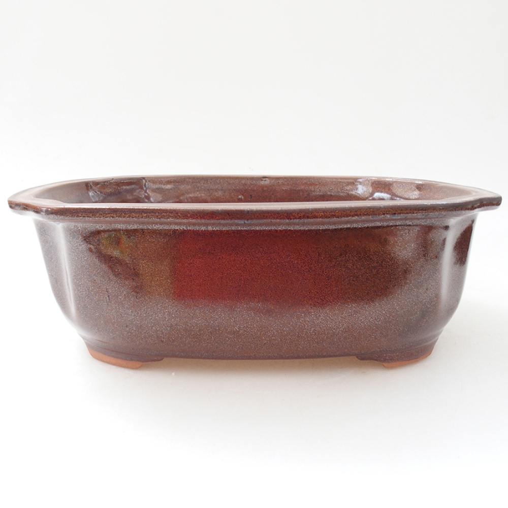 Keramik-Bonsaischale 22,5 x 17,5 x 7 cm, Farbe braun