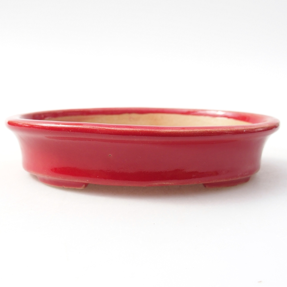 Bonsaischale aus Keramik 13 x 10,5 x 3 cm, Farbe rot