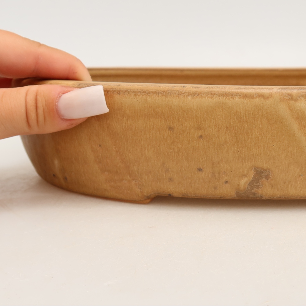 Bonsaischale aus Keramik 27 x 21 x 5,5 cm, Farbe beige