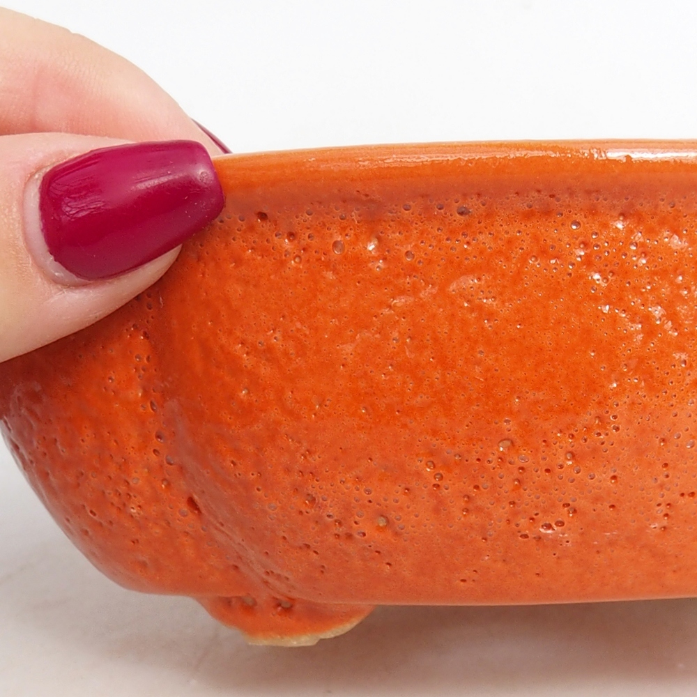 Keramik-Bonsaischale 13 x 10,5 x 5,5 cm, Farbe Orange