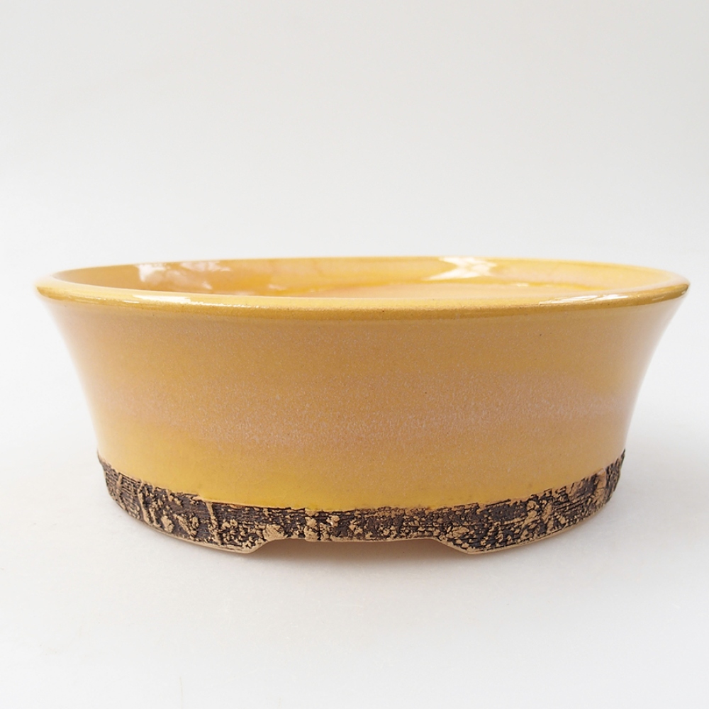 Keramik-Bonsaischale 20,5 x 20,5 x 7 cm, Farbe Gelb