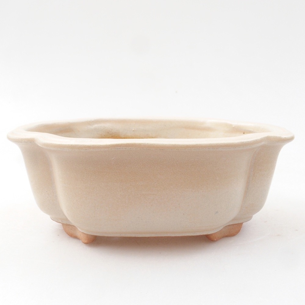 Keramik-Bonsaischale 13,5 x 10 x 5 cm, Farbe beige