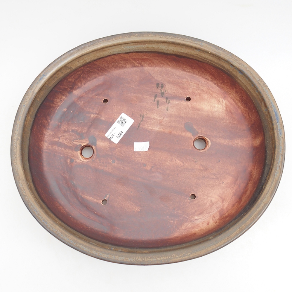 Keramik-Bonsaischale 32,5 x 28,5 x 7,5 cm, Farbe braun