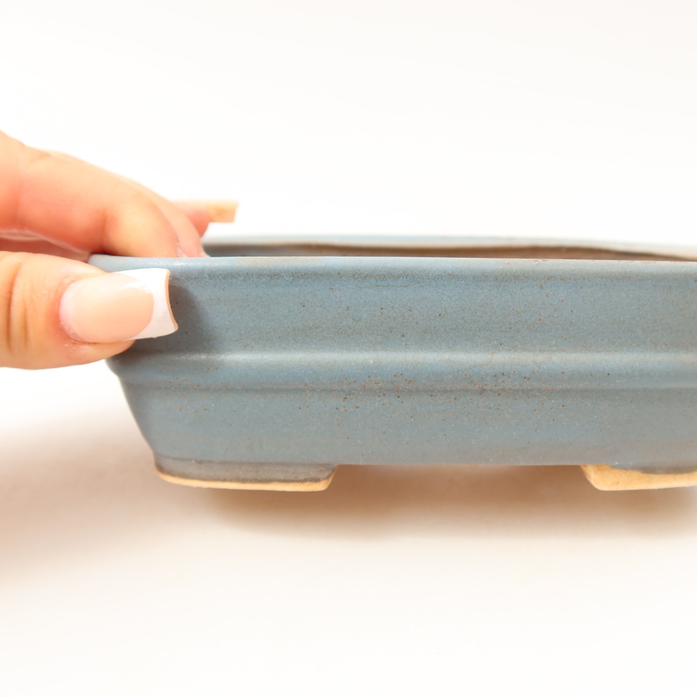 Keramik-Bonsai-Schale, 14,5 × 11,5 × 4,5 cm, Farbe: Blau