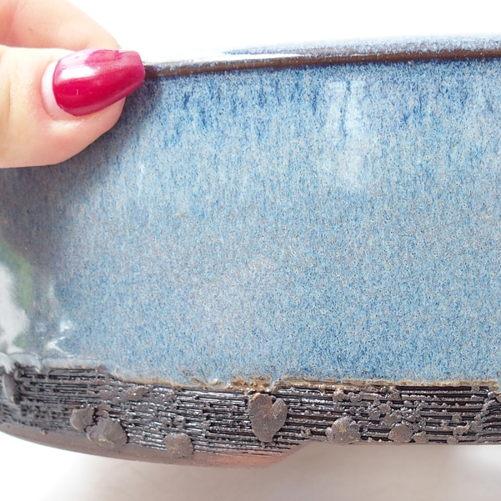 Keramik-Bonsaischale 24 x 24 x 7 cm, Farbe blau