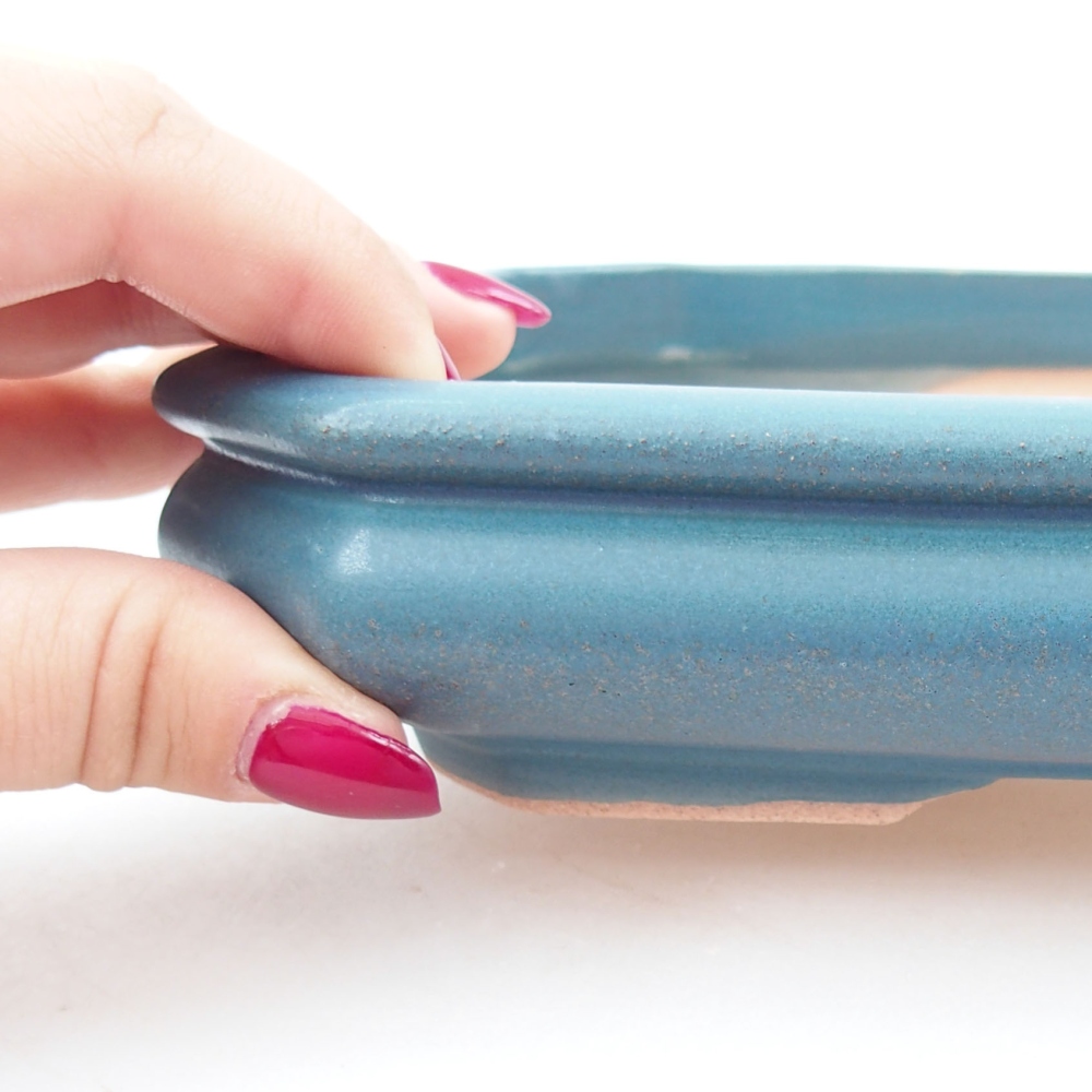 Keramik-Bonsaischale 18,5 x 13,5 x 4 cm, Farbe blau