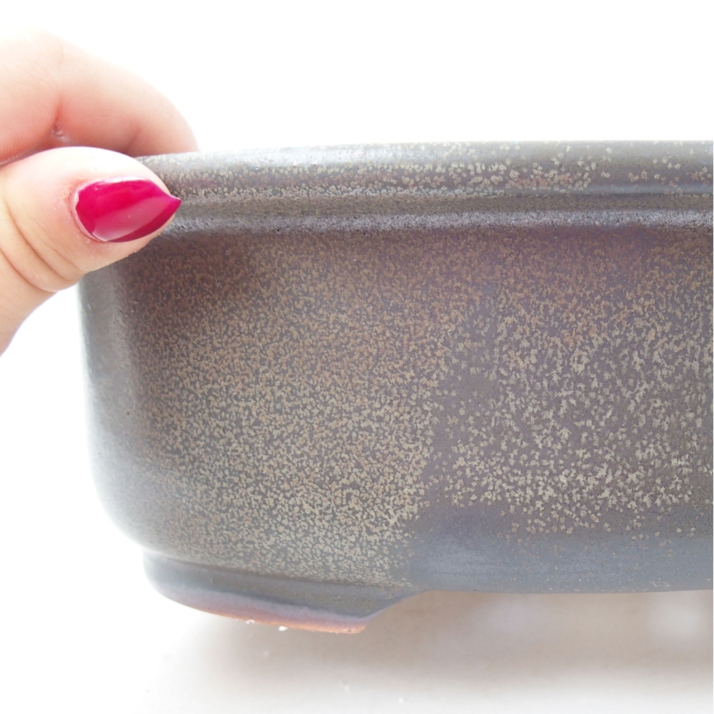 Keramik-Bonsaischale 23 x 19 x 8 cm, Farbe grau