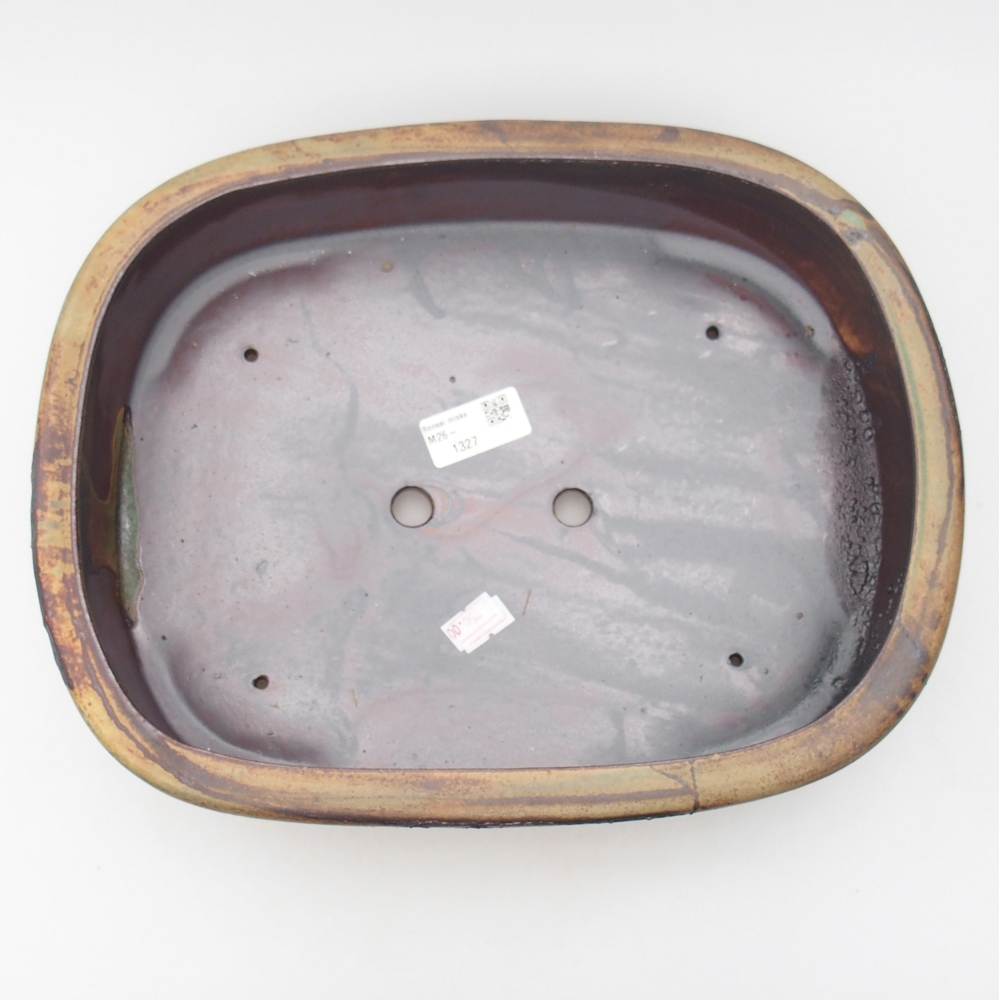 Bonsaischale aus Keramik 32 x 25 x 8 cm, Farbe braun-grün