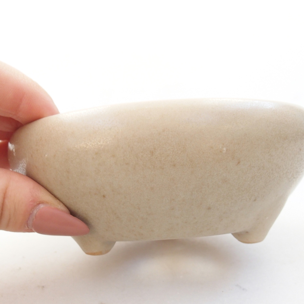 Bonsaischale aus Keramik 10 x 10 x 5 cm, Farbe beige