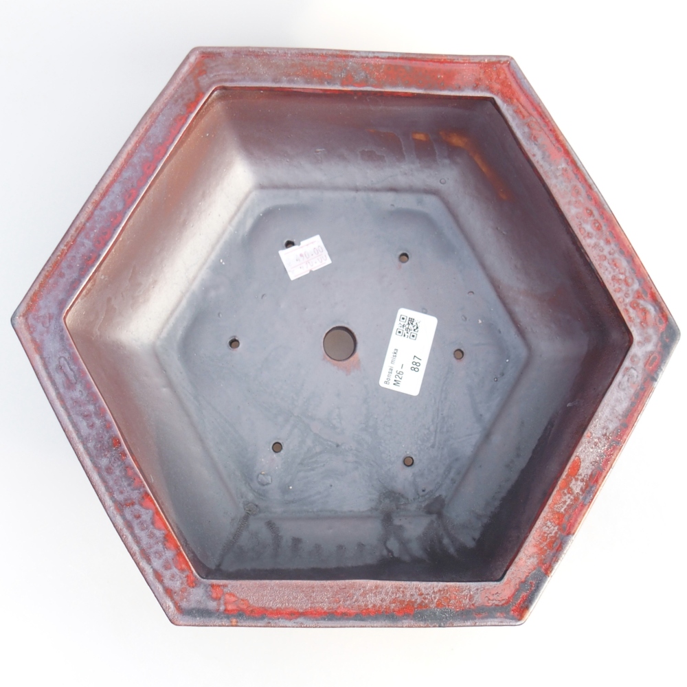 Bonsaischale aus Keramik 24,5 x 20 x 4 cm, Farbe rot