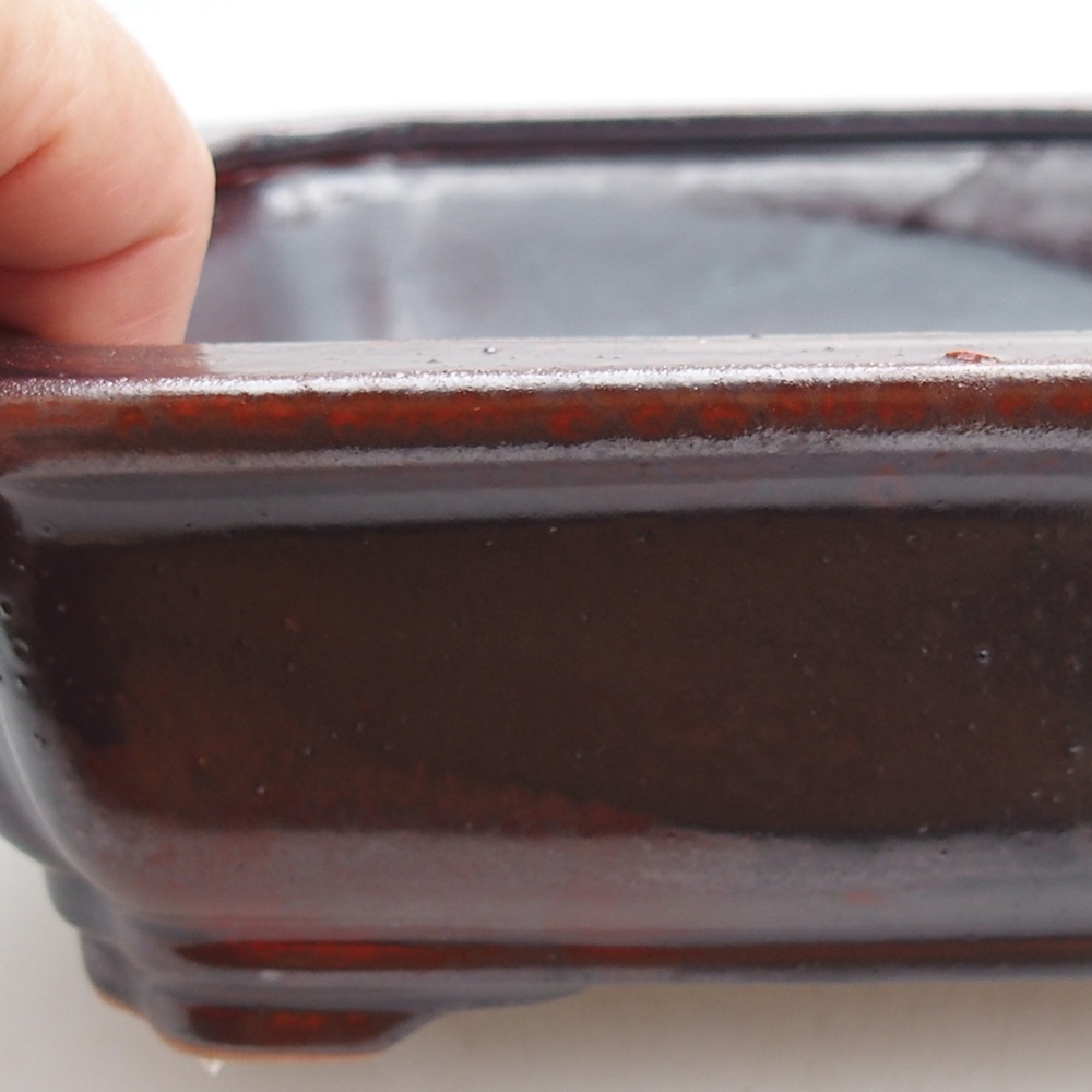 Bonsaischale aus Keramik 27 x 21 x 7 cm, Farbe schwarz-rot