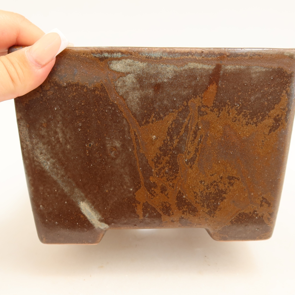 Keramik-Bonsai-Schale 15 x 15 x 10,5 cm, Farbe: braun