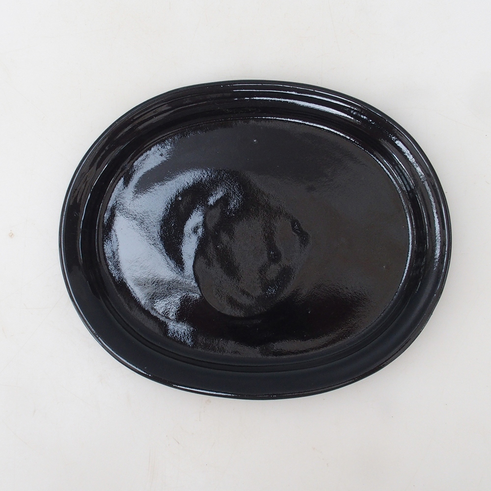 Bonsaischale oval S – 20 x 16,5 x 1,5 cm – schwarz