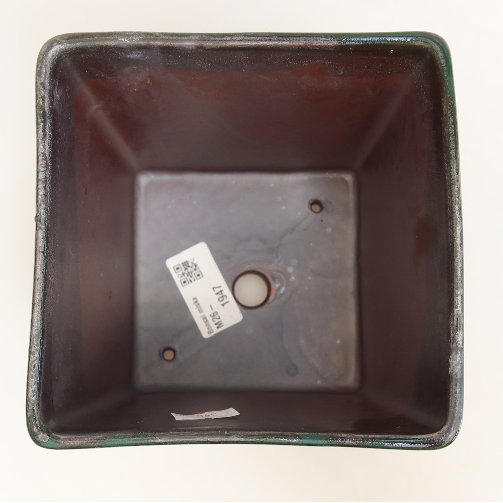 Keramik-Bonsai-Schale 13 x 13 x 13,5 cm, Farbe: metallisch-grün