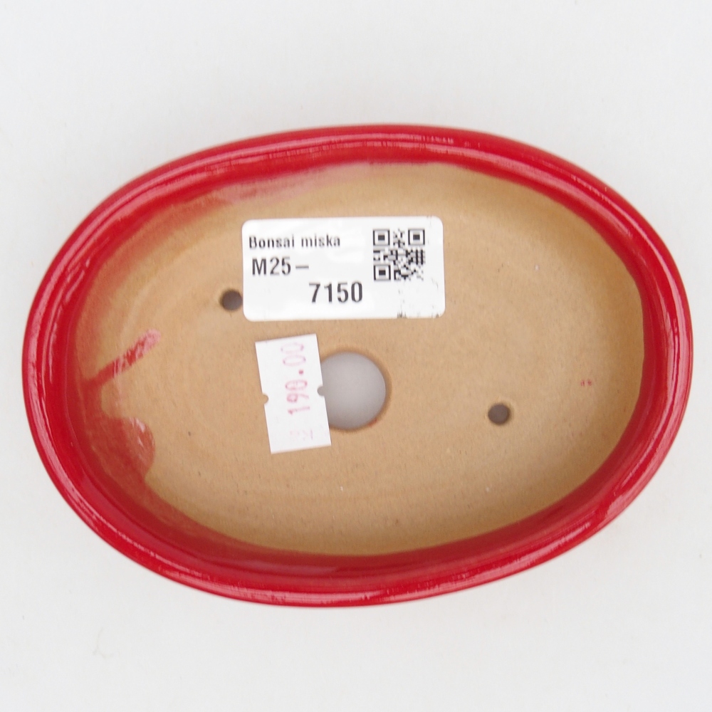 Bonsaischale aus Keramik 12 x 8,5 x 3 cm, Farbe rot