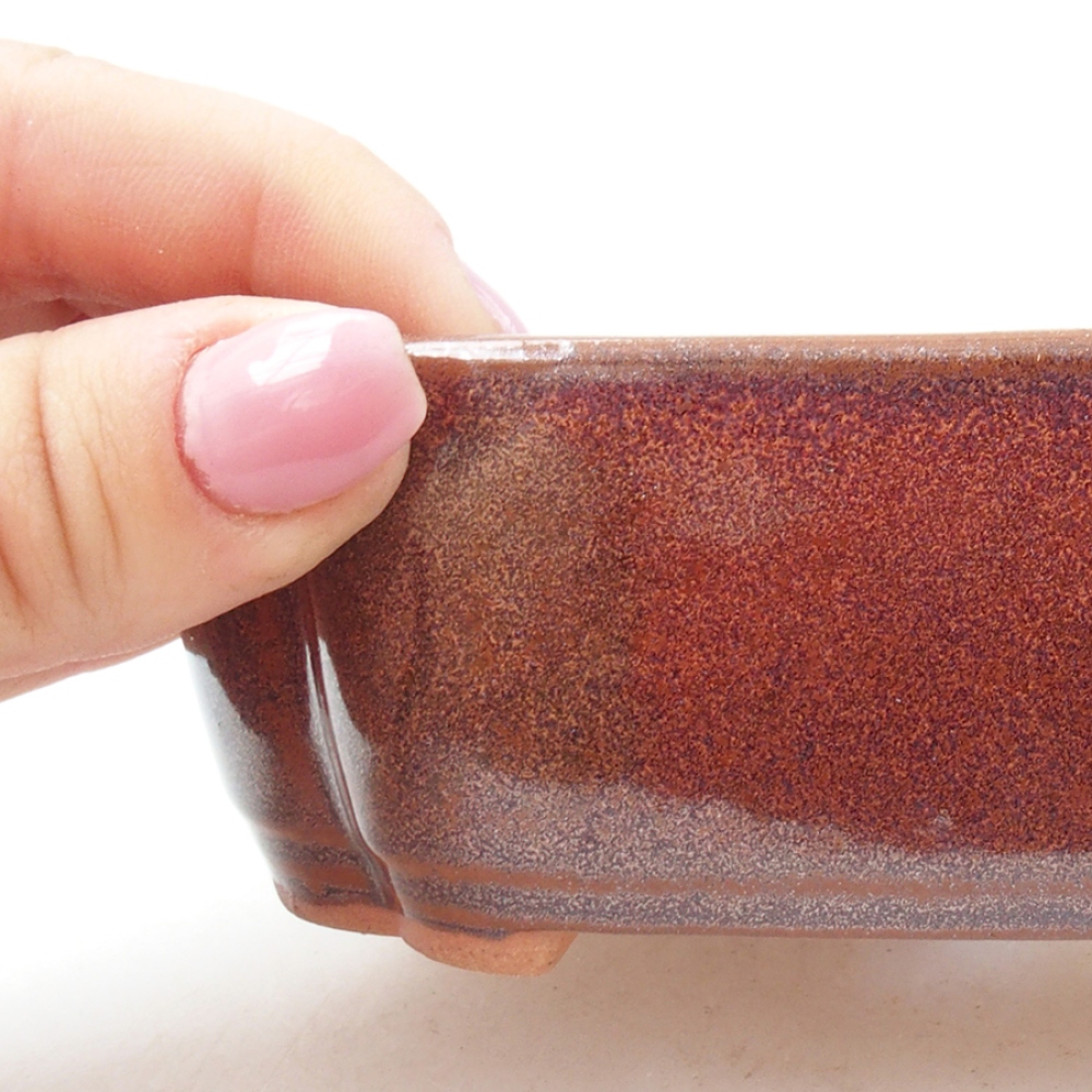 Keramik-Bonsaischale 15 x 11,5 x 4,5 cm, Farbe braun