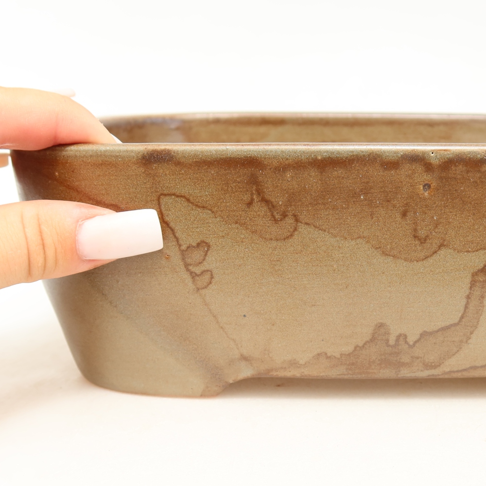 Keramik-Bonsai-Schale, 23 x 17,5 x 7,5 cm, Farbe: braun