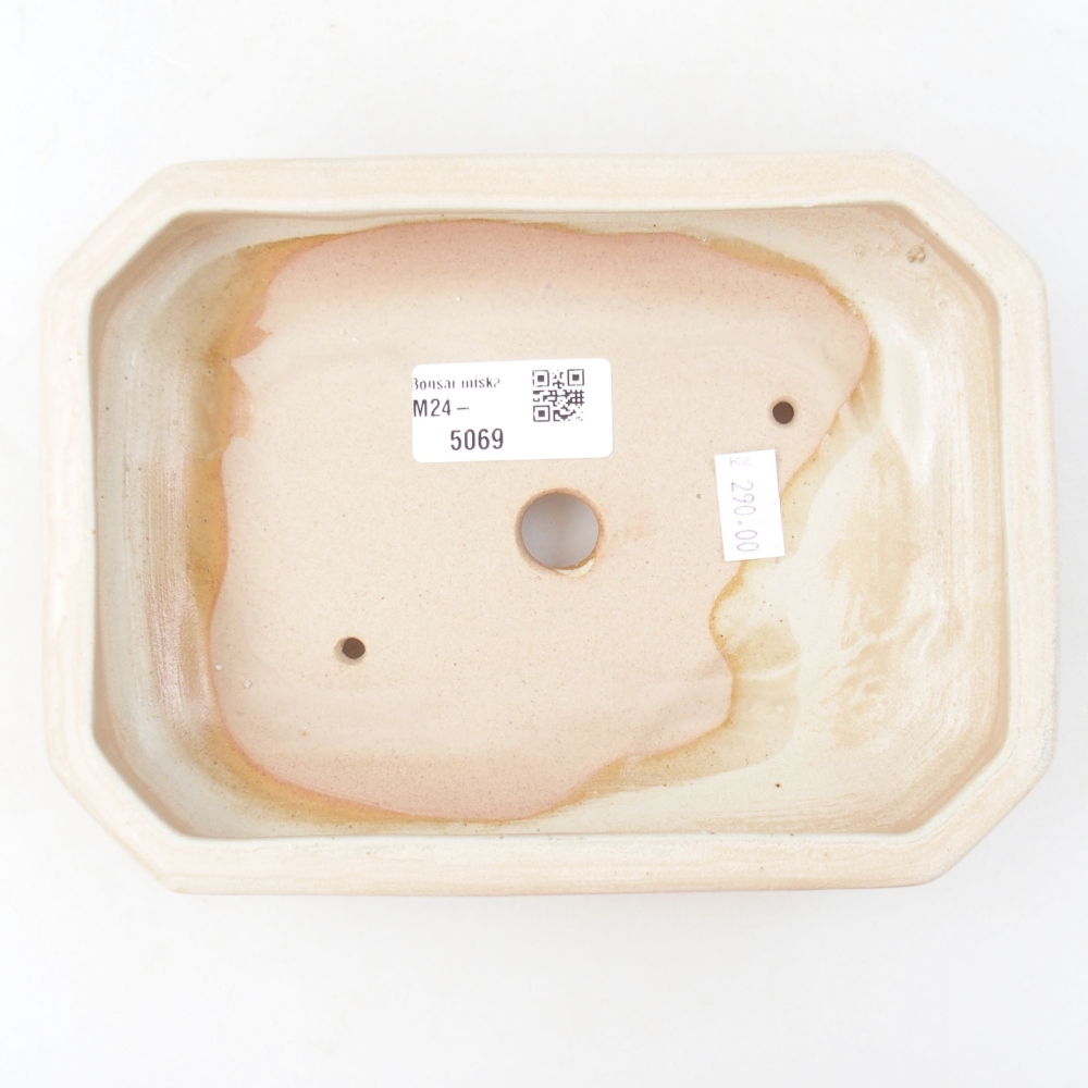 Keramik-Bonsaischale 18,5 x 13,5 x 4 cm, Farbe Beige