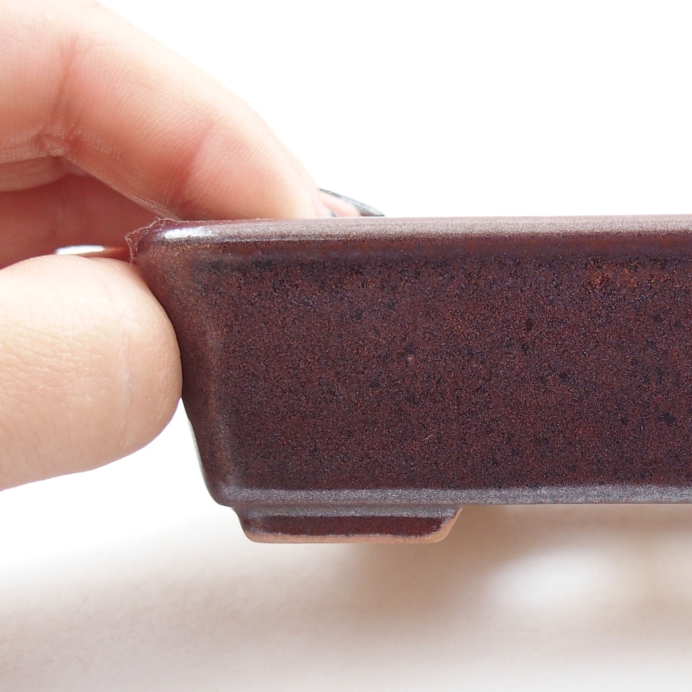 Keramik-Bonsaischale 10,5 x 8,5 x 3,5 cm, Farbe braun