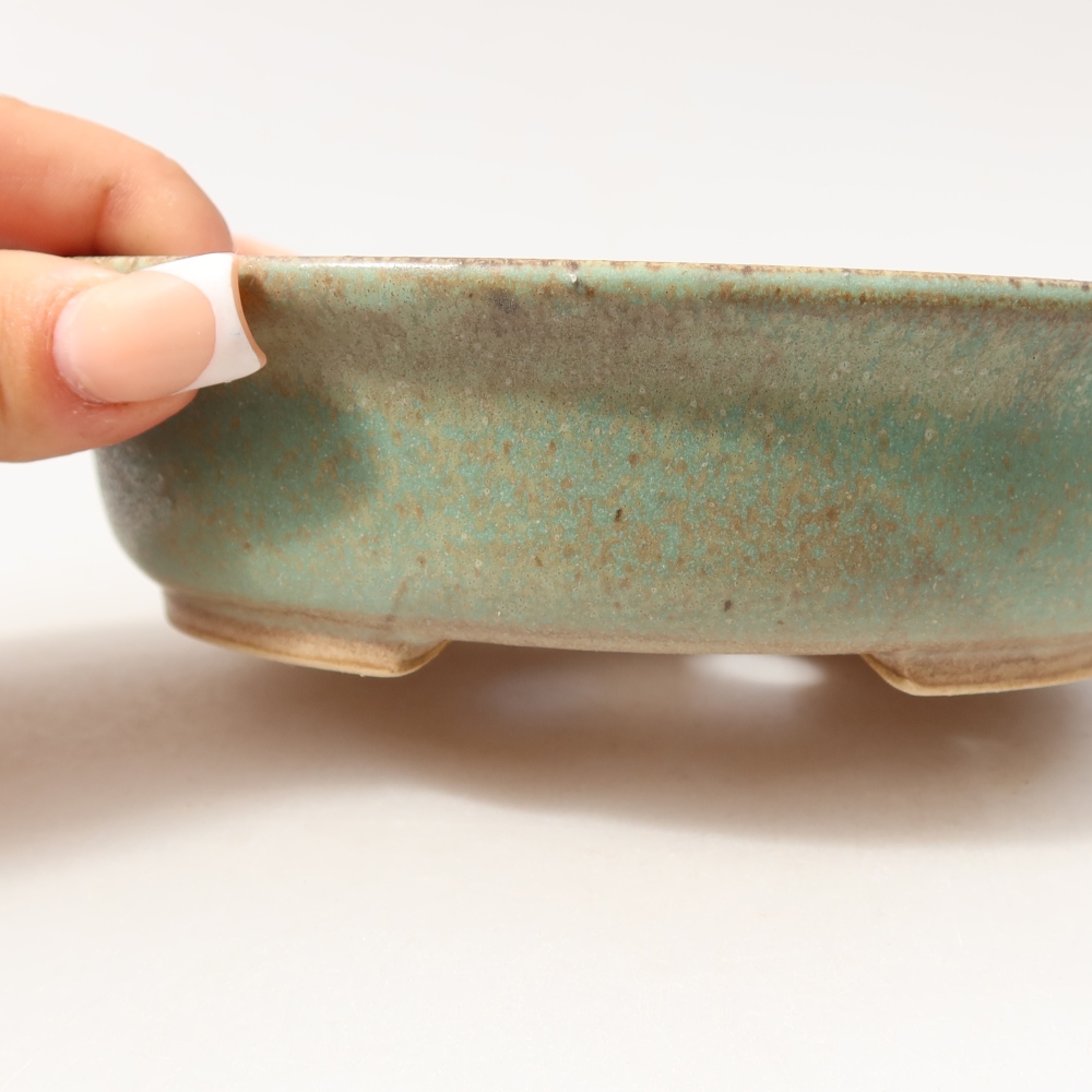 Keramik-Bonsai-Schale 15,5 x 14,5 x 4 cm, Farbe: grün