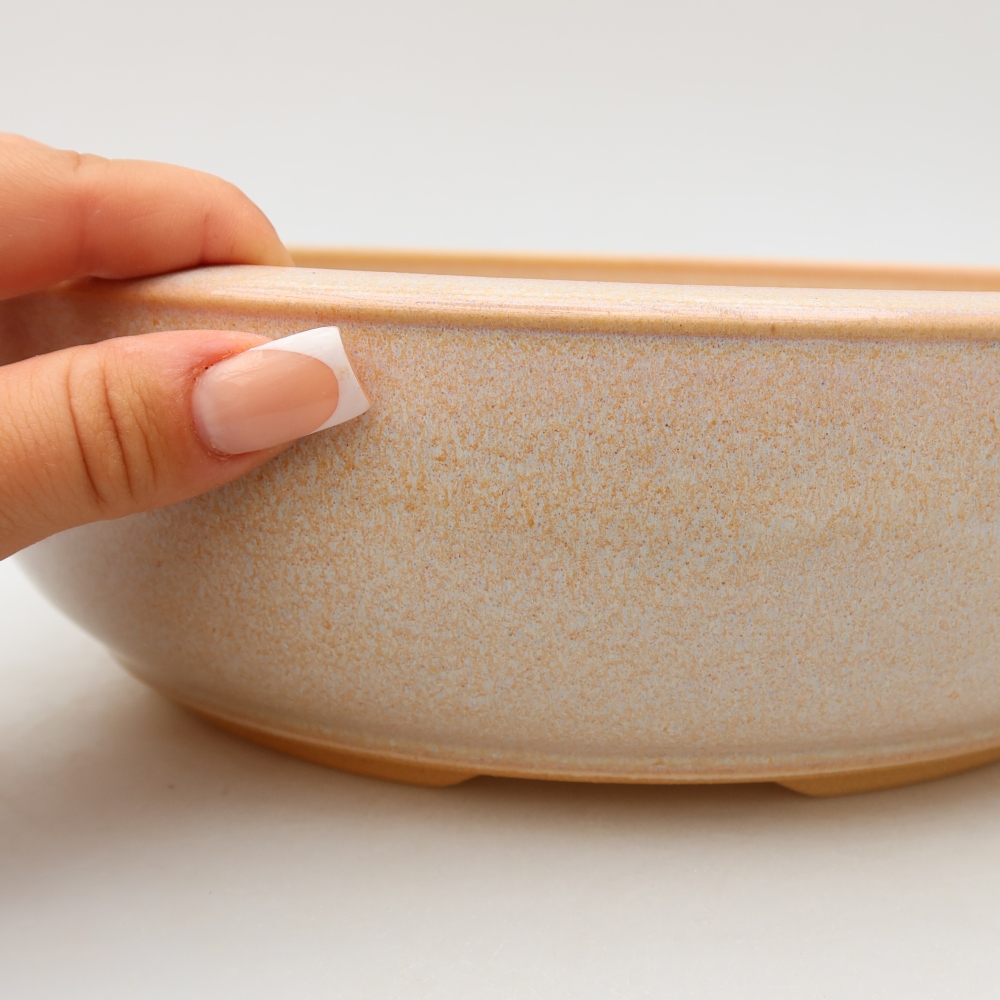 Keramik-Bonsai-Schale, 25,5 x 25,5 x 8 cm, Farbe: Beige