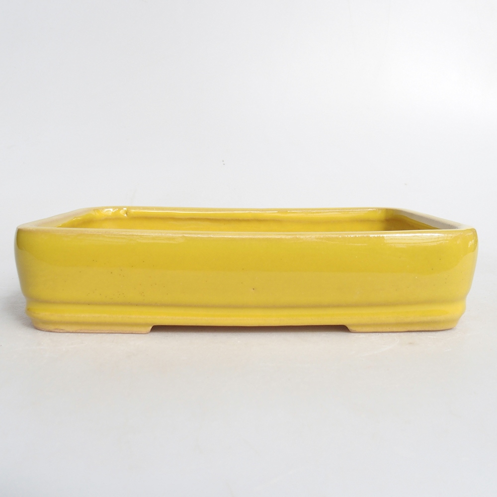 Keramik-Bonsaischale 18 x 13 x 4 cm, Farbe gelb