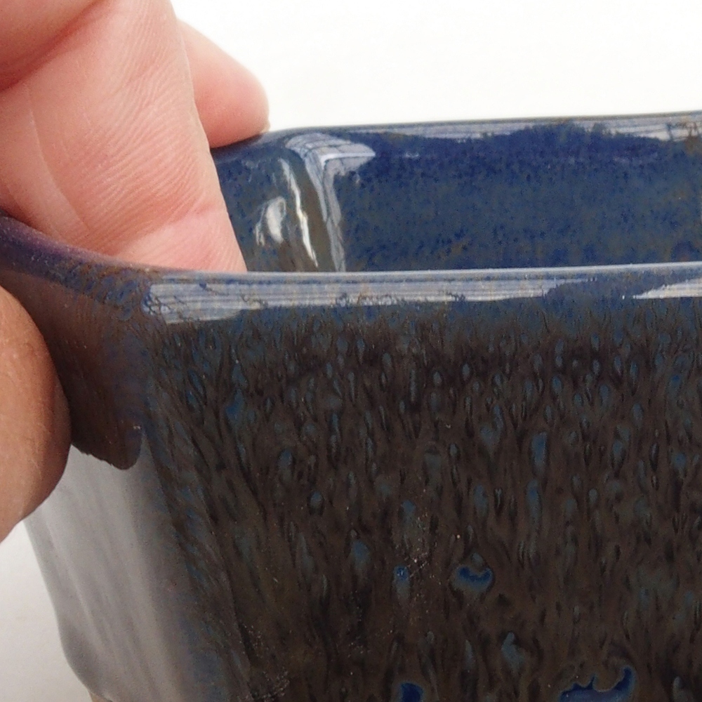 Keramik-Bonsaischale 9,5 x 9 x 4,5 cm, Farbe blau