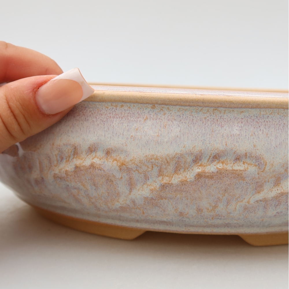 Keramik-Bonsai-Schale, 25,5 x 25,5 x 6,5 cm, Farbe: Beige