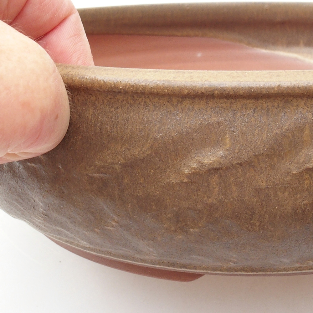Keramik-Bonsaischale 25,5 x 25,5 x 7 cm, Farbe Braun