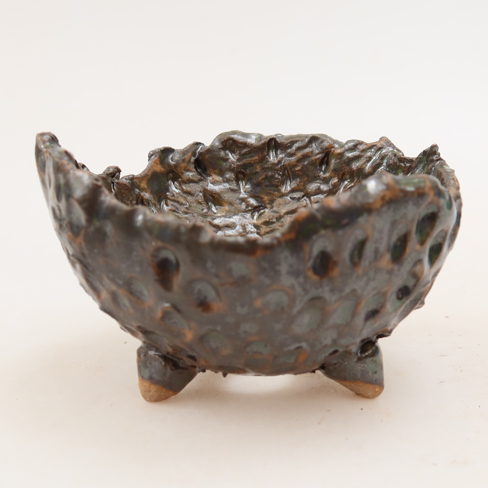 Keramikschale  10 x 9,5 x 6 cm, Farbe: braun-grün