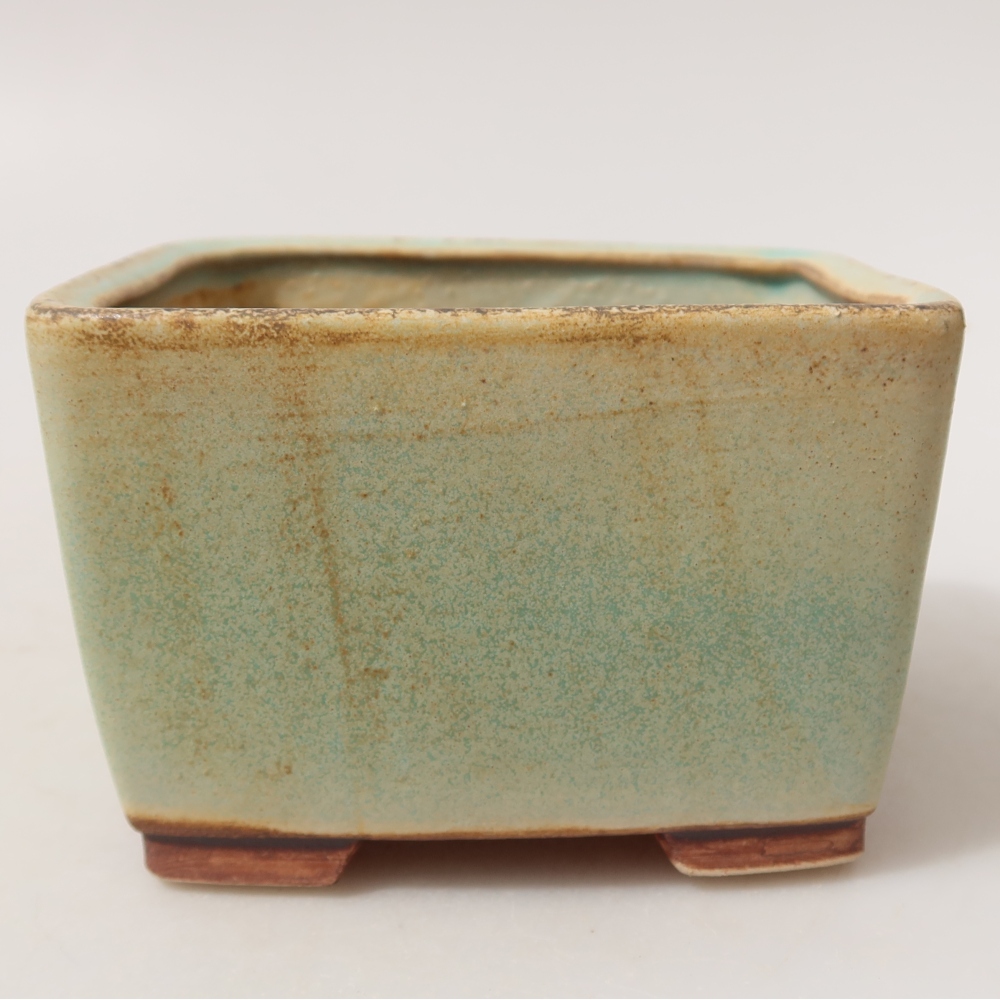 Keramik-Bonsai-Schale 10,5 x 10,5 x 7 cm, Farbe: grün