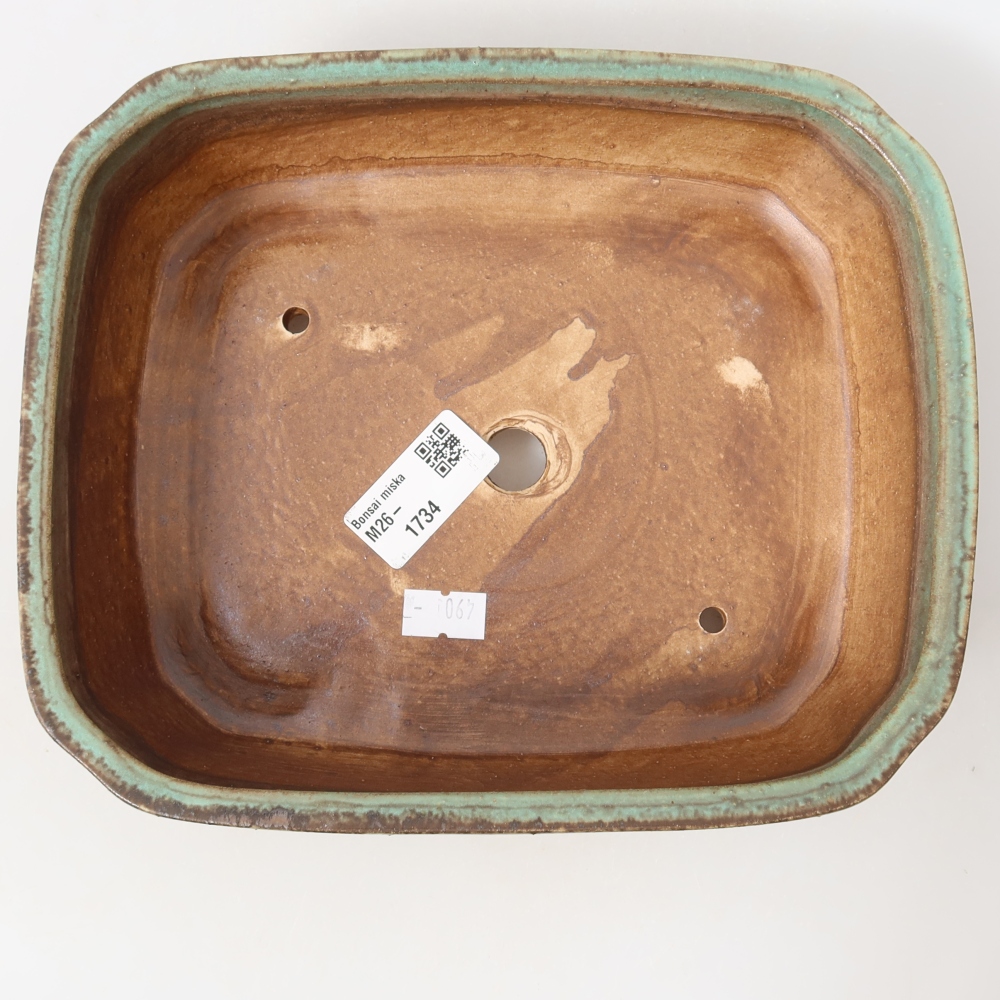 Keramik-Bonsai-Schale 21,5 x 18 x 6 cm, Farbe: grün